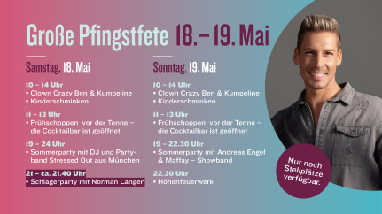 Flyer Pfingsten Party 18.-19. Mai 2024 bei baltic Freizeit