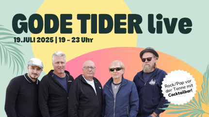 Veranstaltungsteaser zum Rock/Pop-Event mit der Band Gode Tider bei baltic-Freizeit.
