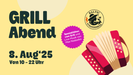 Grillabend am 8. Aug. mit Live-Musik von Max Nadzeika & Grill-Spezialitäten